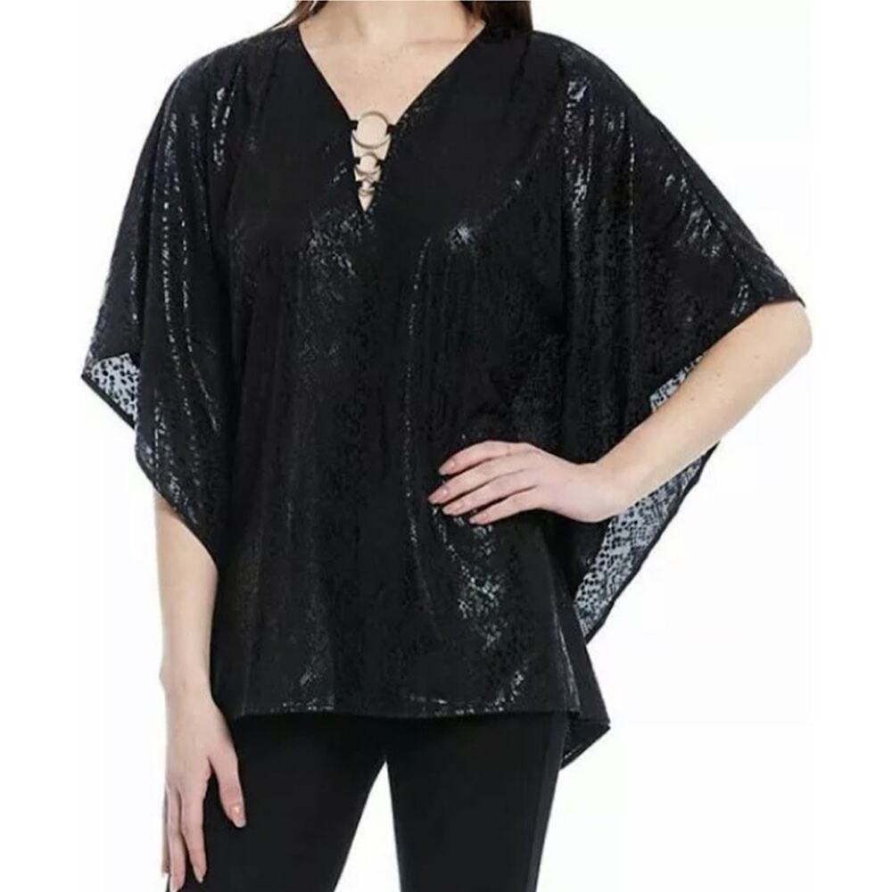 Michael Kors Snakeprint Pullover Dolman Blouse Shirt Black Womens Small